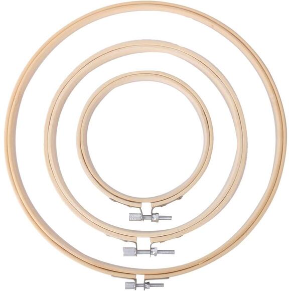 3 Pieces Embroidery Hoops Bamboo Circle Cross Stitch Hoop Set for Art Craft - Picture 1 of 9